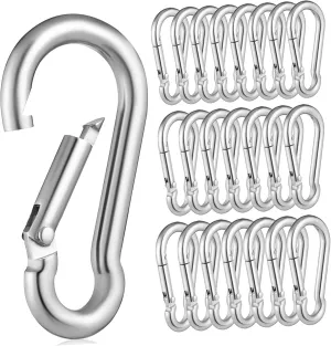 Yardwe 30pcs Heavy Duty Carabiner Clips Durable Metal Key Hooks with Spring Snap Design for Outdoor Camping Hiking and Gear Organization