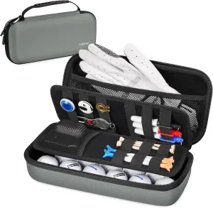 YOREPEK Golf Glove Case with Removable Glove Shaper, Golf Gifts for Men with 2 Dividers, Protective Hard Shell Golfing Organizer Fits Balls, Tees, Markers, Divot Tool, Accessories, Black