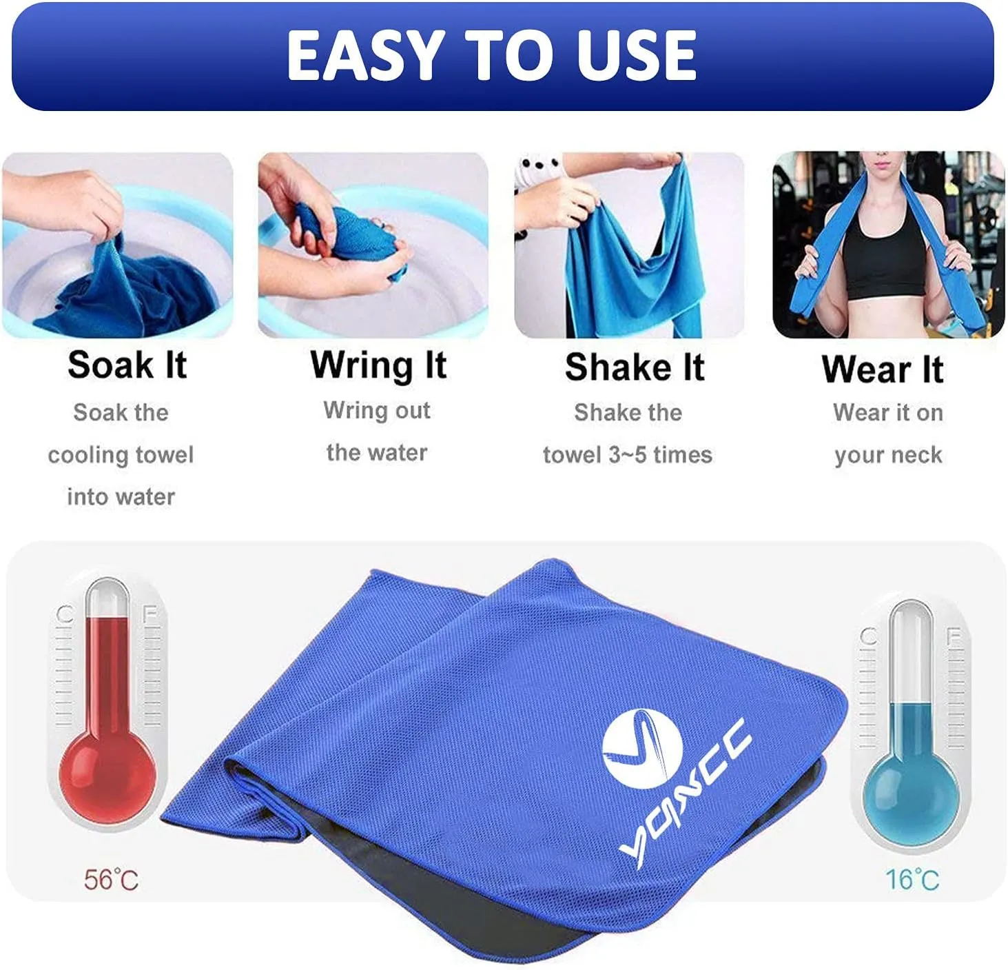 YQXCC Cooling Towels Cool Cold for Neck, Microfiber Soft Breathable Chilly Towel for Yoga, Golf, Gym, Camping, Running, Workout & More Activities