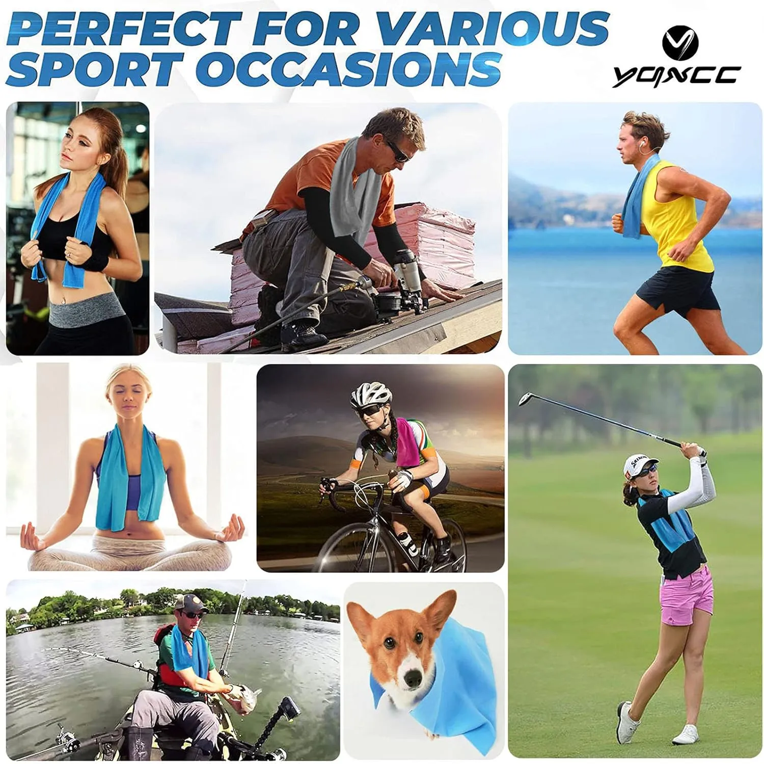 YQXCC Cooling Towels Cool Cold for Neck, Microfiber Soft Breathable Chilly Towel for Yoga, Golf, Gym, Camping, Running, Workout & More Activities