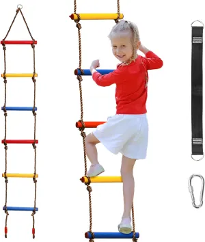 ZENFUN 6.5 Ft Climbing Rope Ladder, Climbing Ladder Hanging Slackline Ladder for Indoor Play Set and Outdoor Tree House, Playground Obstacles Swing Ropeladder