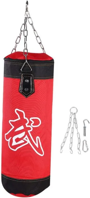 Zetiling Adult Boxing Punching Bag, Empty Punch Bag Set, Kick Boxing, Hook Kick, Sandbag, Fight Karate, Heavy Training, Muay Thai, Unfilled Bag (RED, 60CM)
