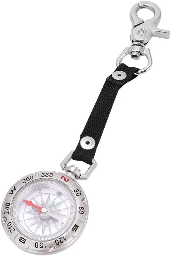 Zinc Alloy Camping Hiking Portable Pocket Watch with Keychain for Outdoor Accessories