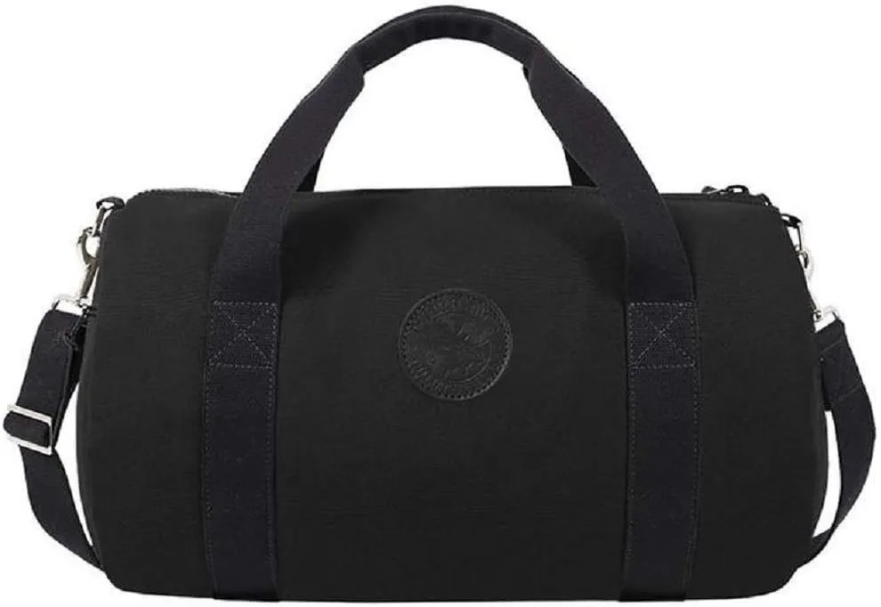 Zippered Round Duffel Bag (Black)