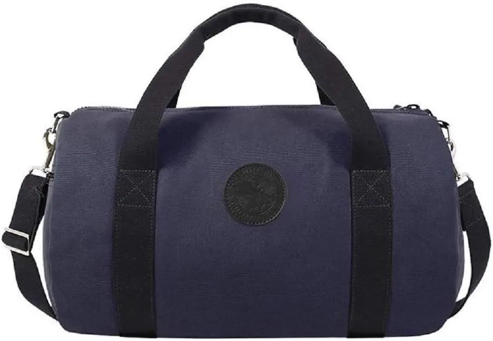 Zippered Round Duffel Bag (Navy)