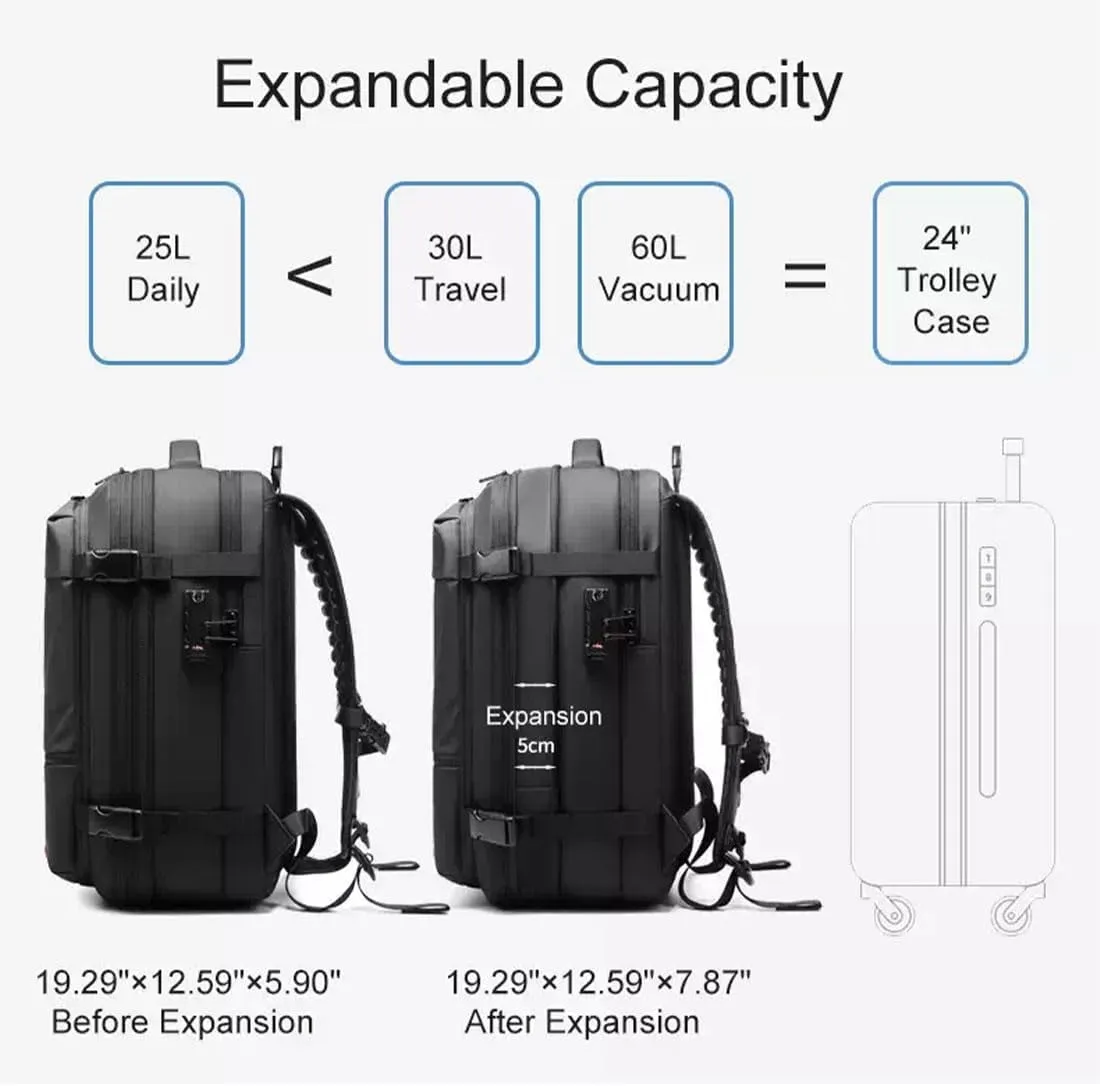 ZJQ Go Trend Mart Backpack, Pro–Travel Smart with Vacuum Compression & Waterproof Design, 60L Vacpack Backpack with Vacuum (Army Green)