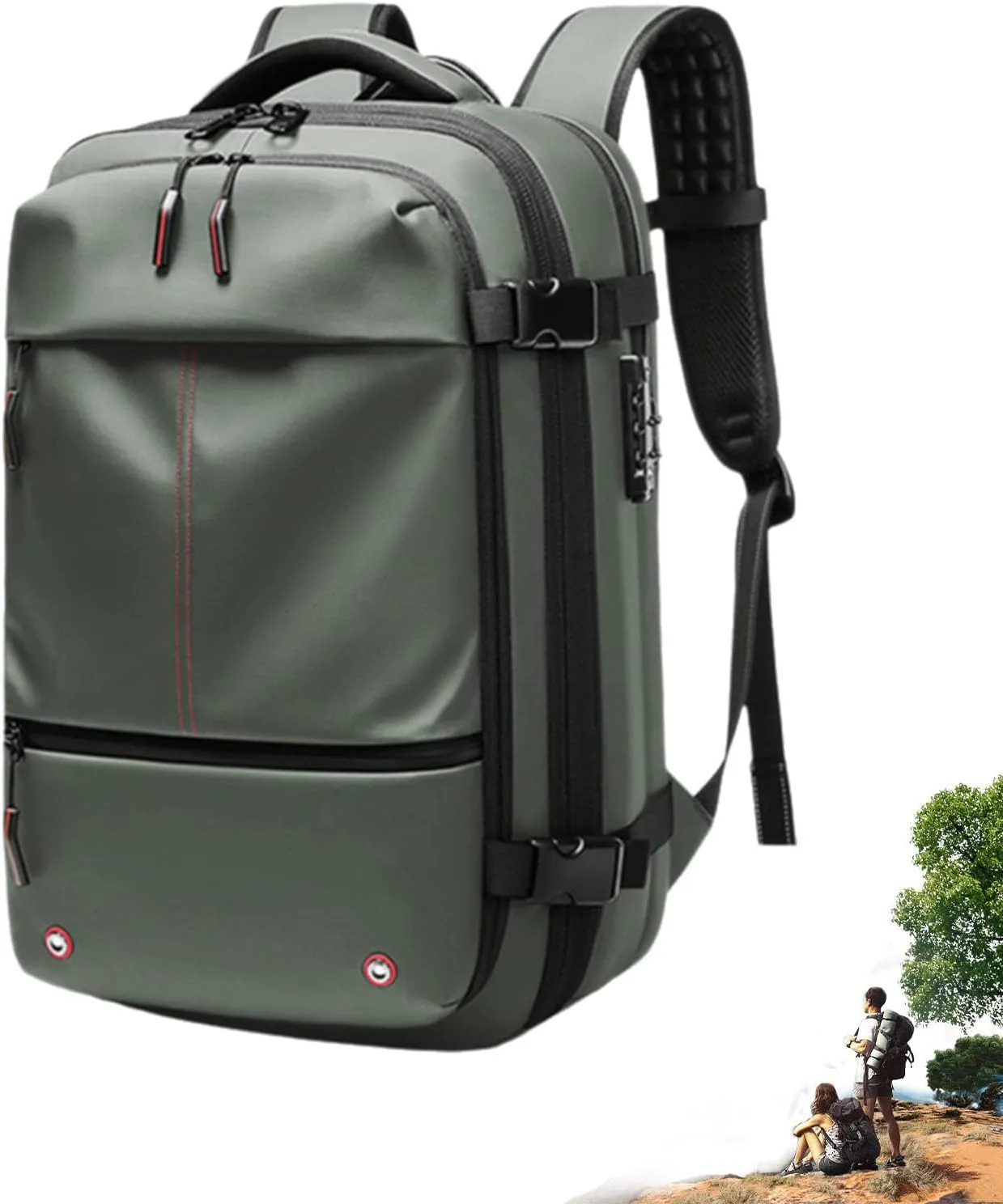 ZJQ Go Trend Mart Backpack, Pro–Travel Smart with Vacuum Compression & Waterproof Design, 60L Vacpack Backpack with Vacuum (Army Green)
