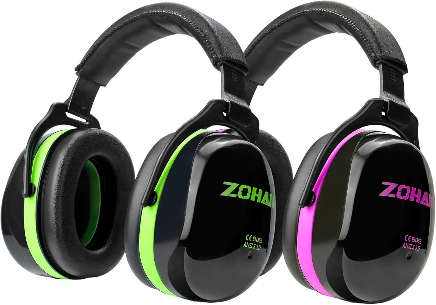 ZOHAN 012 Noise Reduction Earmuffs 2 Packs for Hearing Protection, NRR 28dB Adjustable Safety Ear Muffs for Mowing, Autism