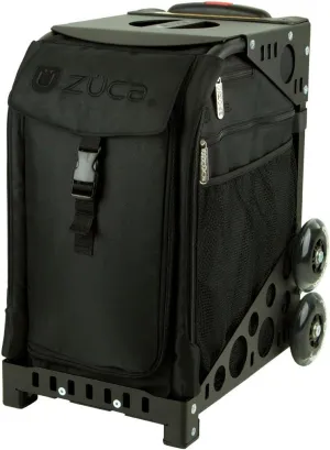 Zuca Stealth Sport Insert Bag (Black, Black embroidery) with Black Non-Flashing-Wheels Sport Frame