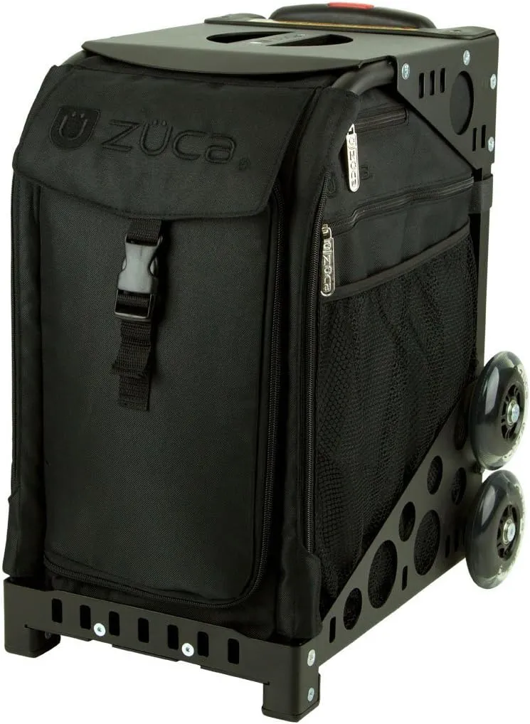 Zuca Stealth Sport Insert Bag (Black, Black embroidery) with Black Non-Flashing-Wheels Sport Frame